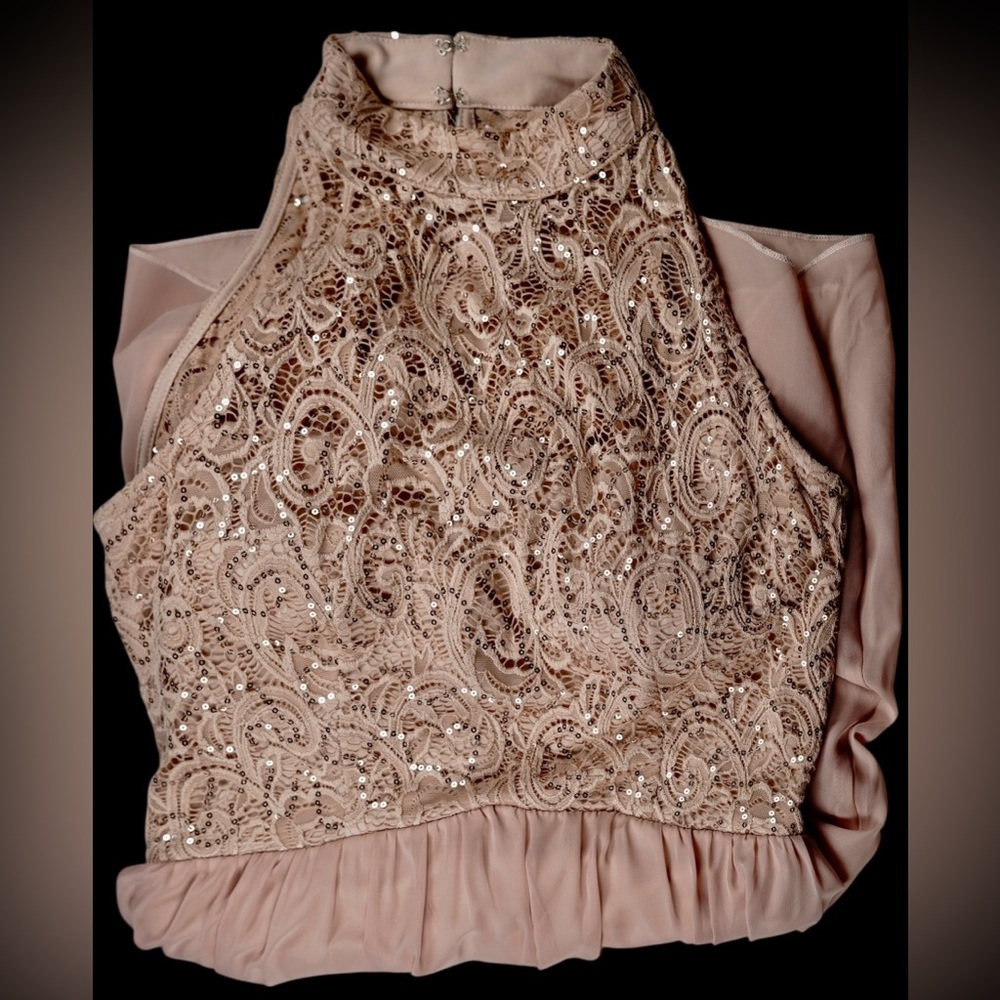 “Xtraordinary” Women’s Juniors Lace Sequin Halter Homecoming Dress Pink Size 11 - Picture 10 of 15